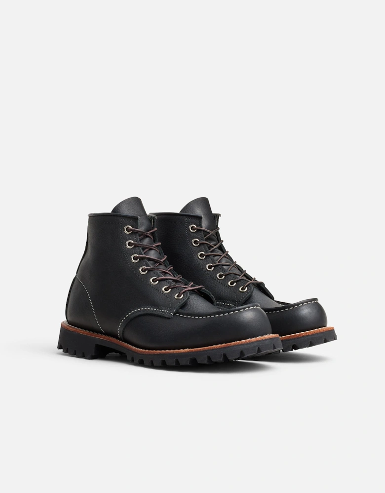 Roughneck 6" Moc Toe Work Leather Men's Black Boots