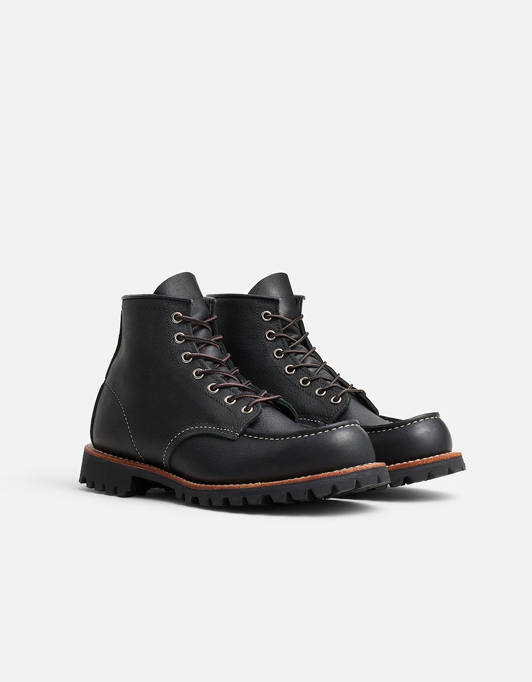 Roughneck 6" Moc Toe Work Leather Men's Black Boots, 5 of 4
