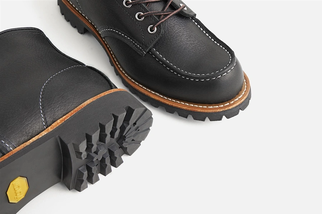 Roughneck 6" Moc Toe Work Leather Men's Black Boots