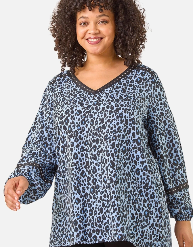 Curve Animal Print Studded Top
