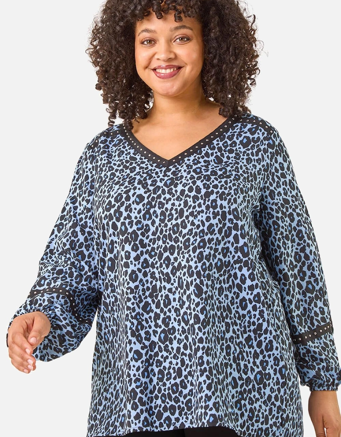 Curve Animal Print Studded Top, 2 of 1