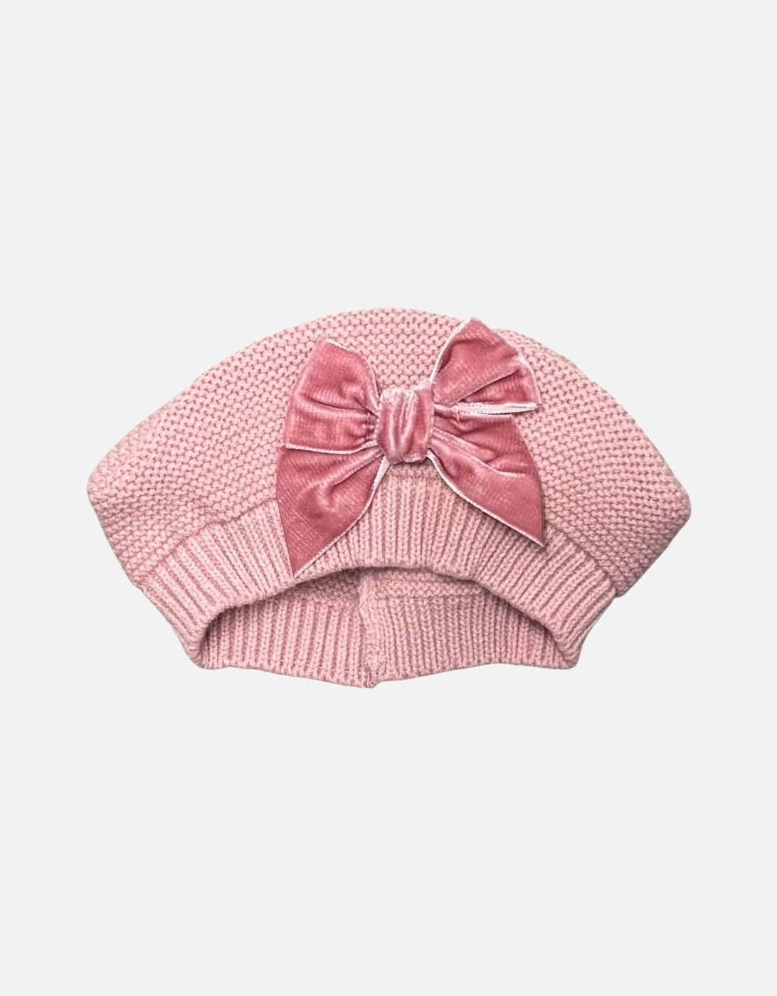 Girls Rose Pink Velvet Bow Beret Hat, 3 of 2