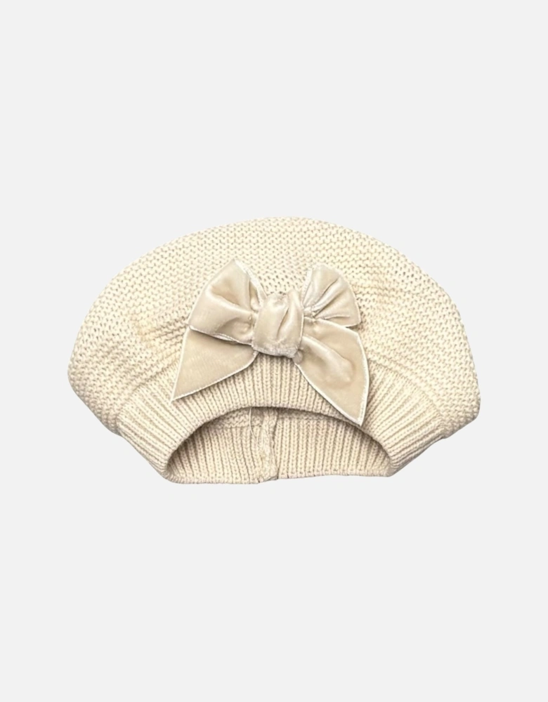 Girls Linen Velvet Bow Beret Hat