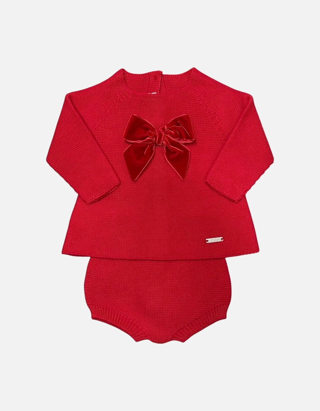 Girls Red Velvet Bow Jam Pant Set, 3 of 2