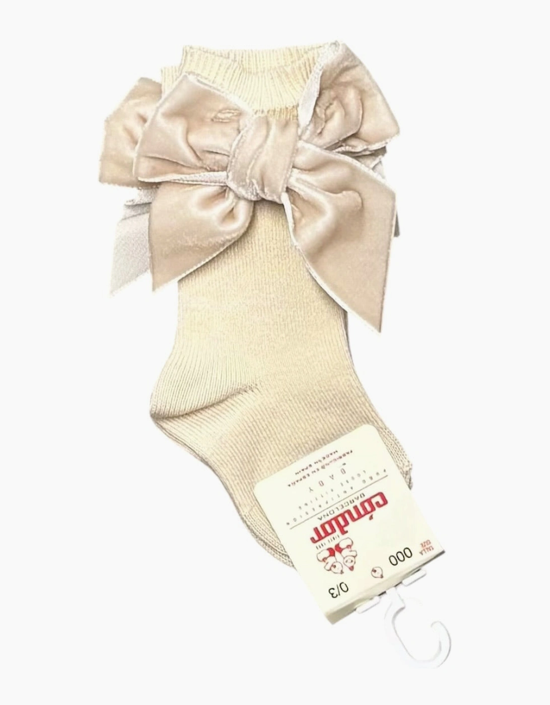 Condor Girl's Girls Linen Velvet Bow Knee Socks - Tan - Size: 4 / eur 23-26 / uk 6-8.5