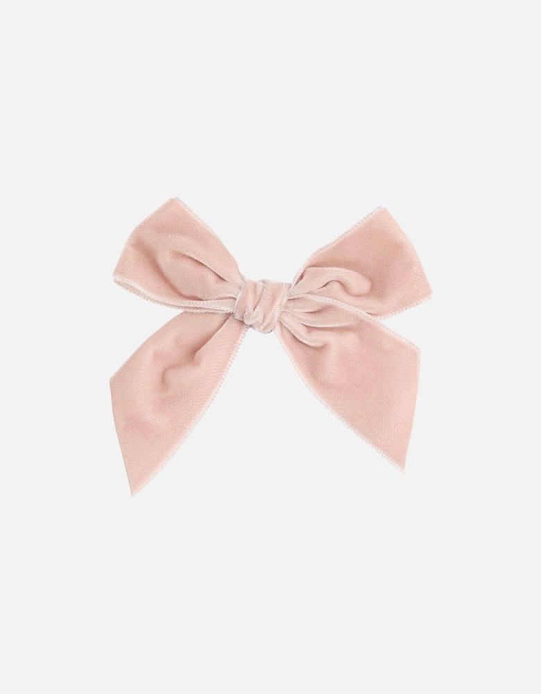 Girls Peach Velvet Bow Clip