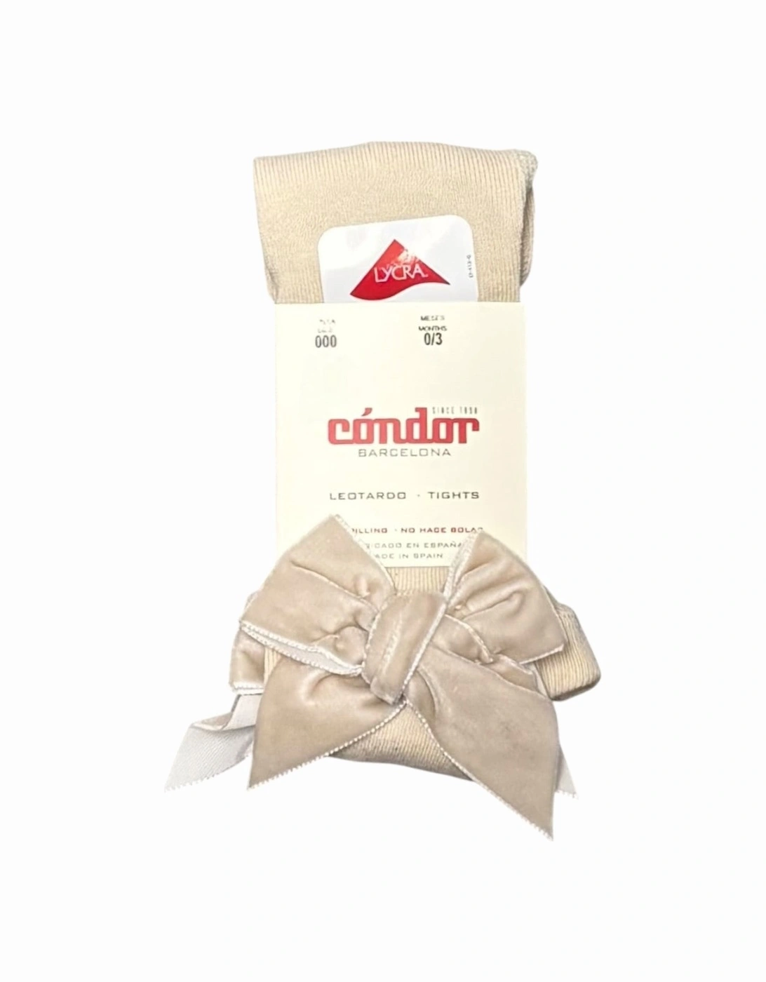 Girls Linen Velvet Bow Tights, 3 of 2