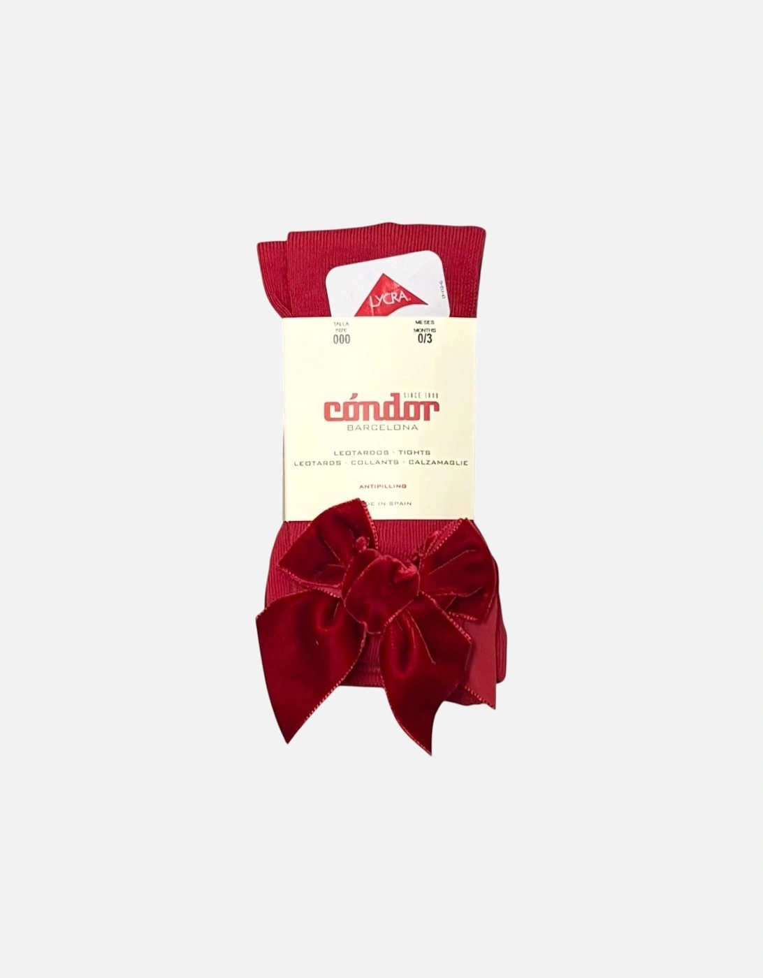 Girls Red Velvet Bow Tights, 3 of 2