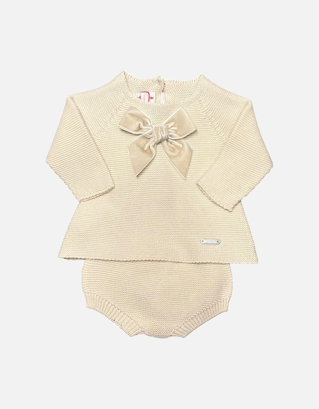 Girls Linen Velvet Bow Jam Pant Set, 3 of 2