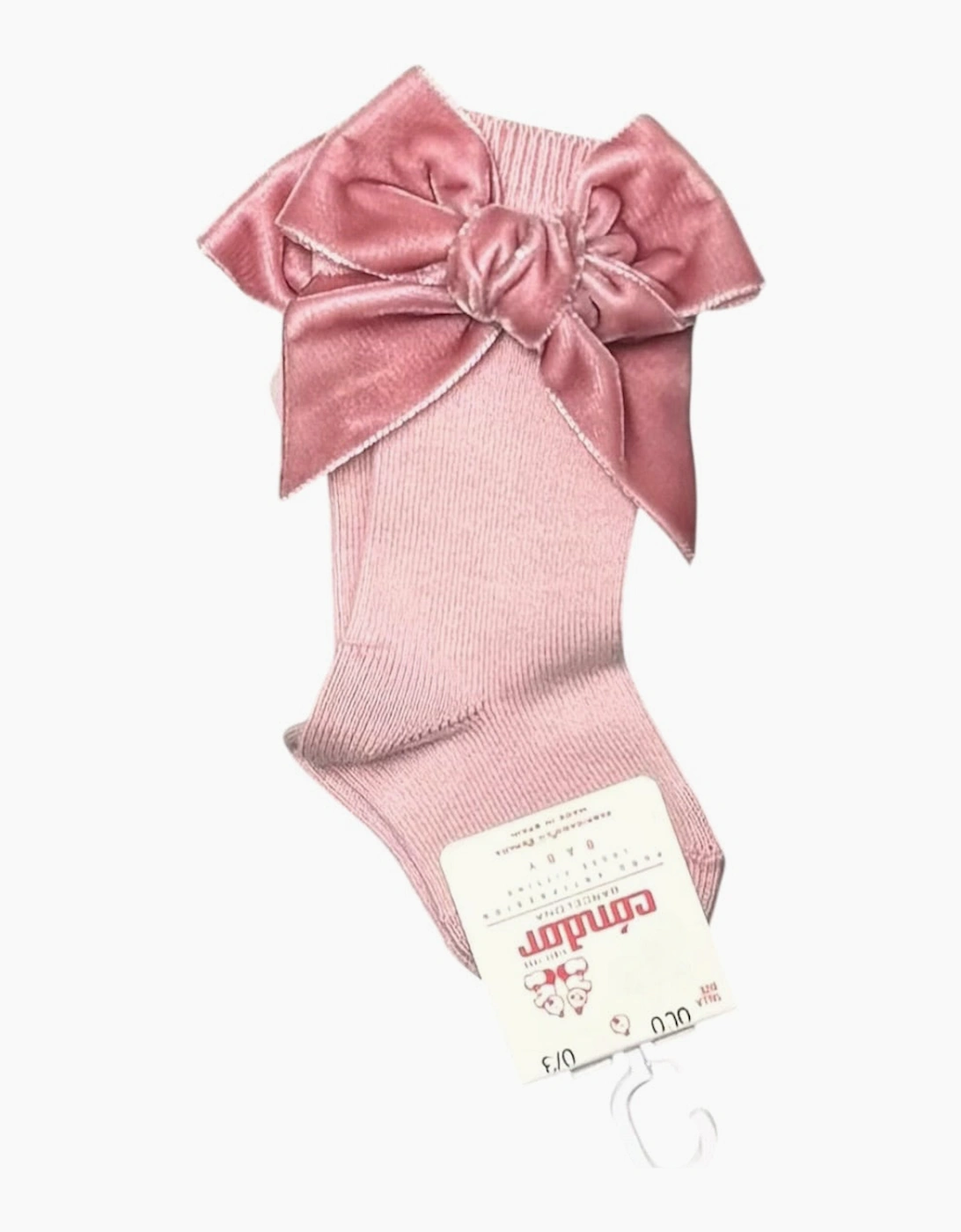 Condor Girl's Girls Rose Pink Velvet Bow Knee Socks - Size: 4 / eur 23-26 / uk 6-8.5