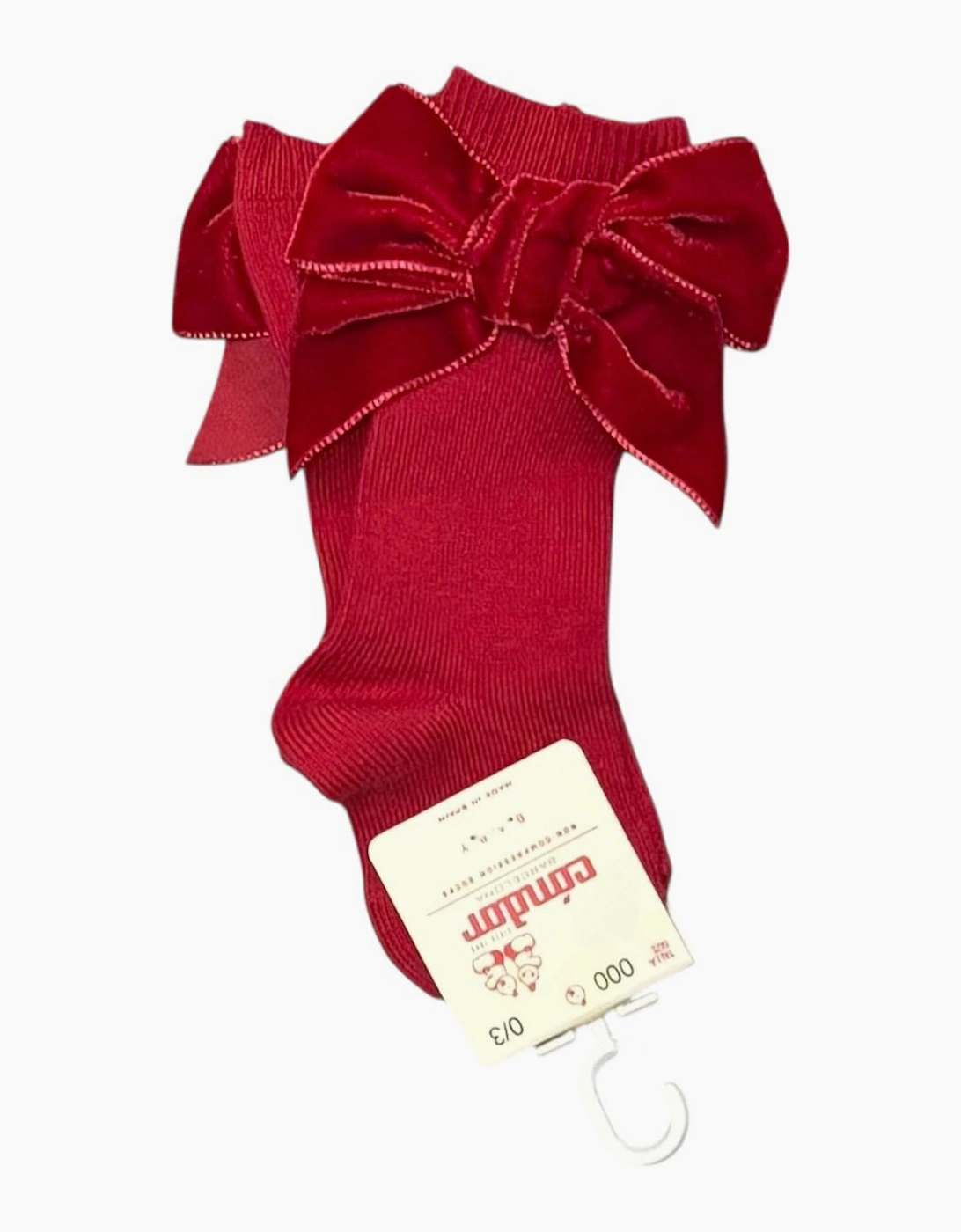 Condor Girl's Girls Red Velvet Bow Knee Socks - Size: 2 / 12-24 months