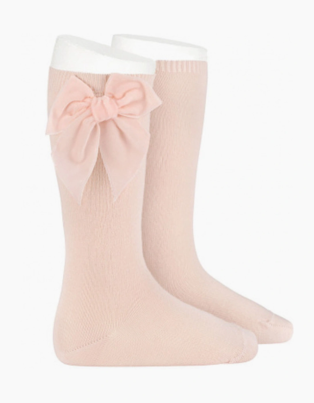 Condor Girl's Girls Peach Velvet Bow Knee Socks - Pink - Size: 0 / 6-12 months