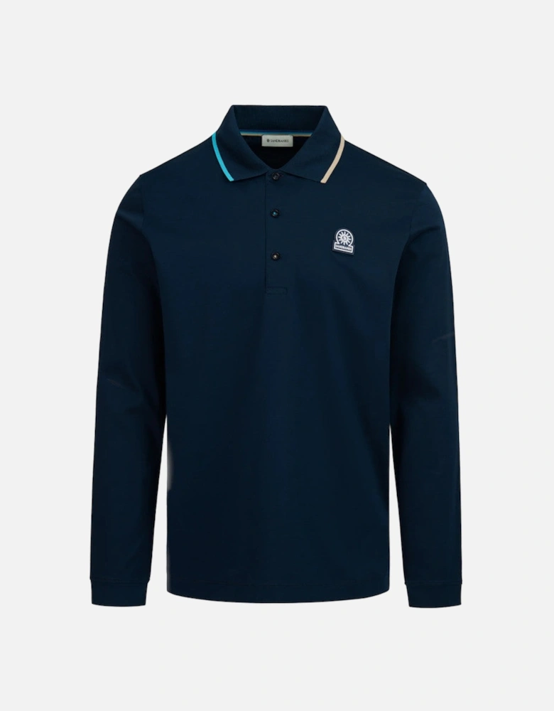 LS Tipped Collar Polo Shirt Navy
