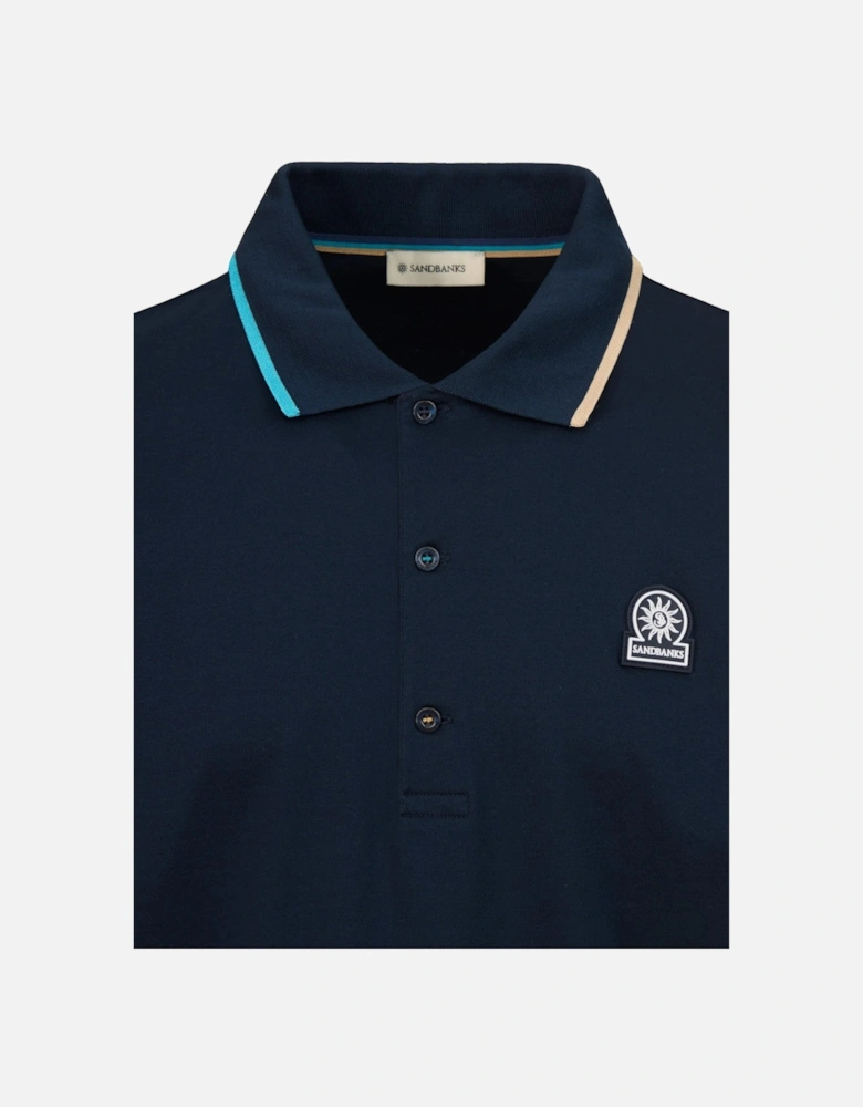 LS Tipped Collar Polo Shirt Navy