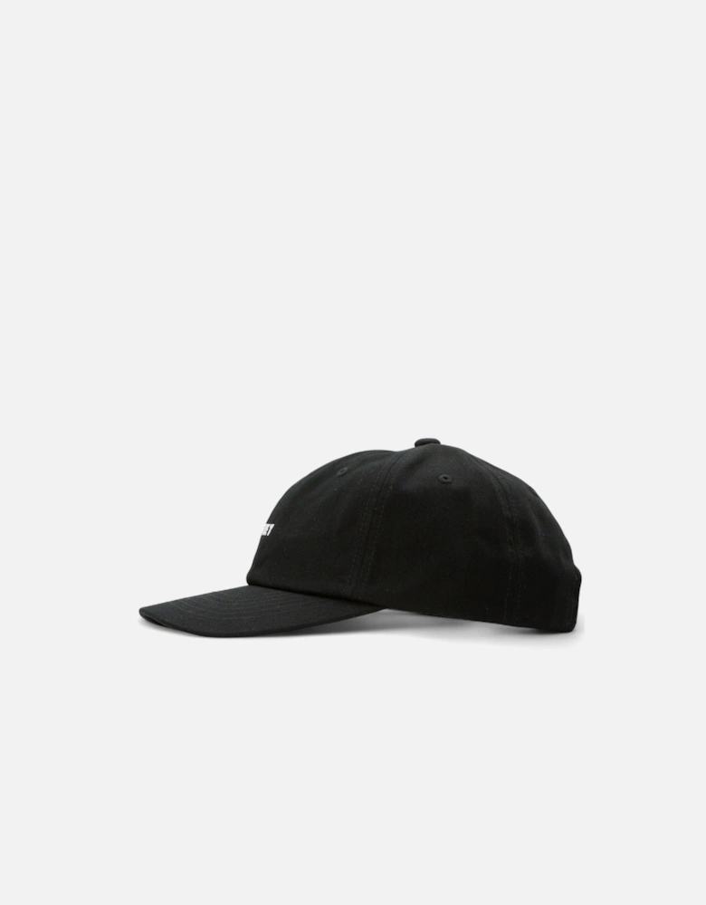 Bold Curve 6 Panel Strapback Cap - Black