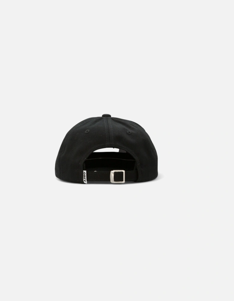 Bold Curve 6 Panel Strapback Cap - Black