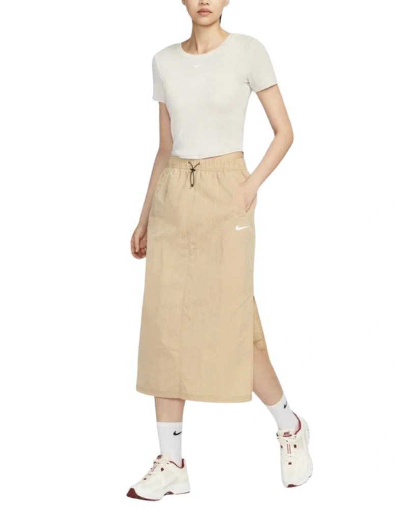 Essential Woven  High Waisted Beige Skirt