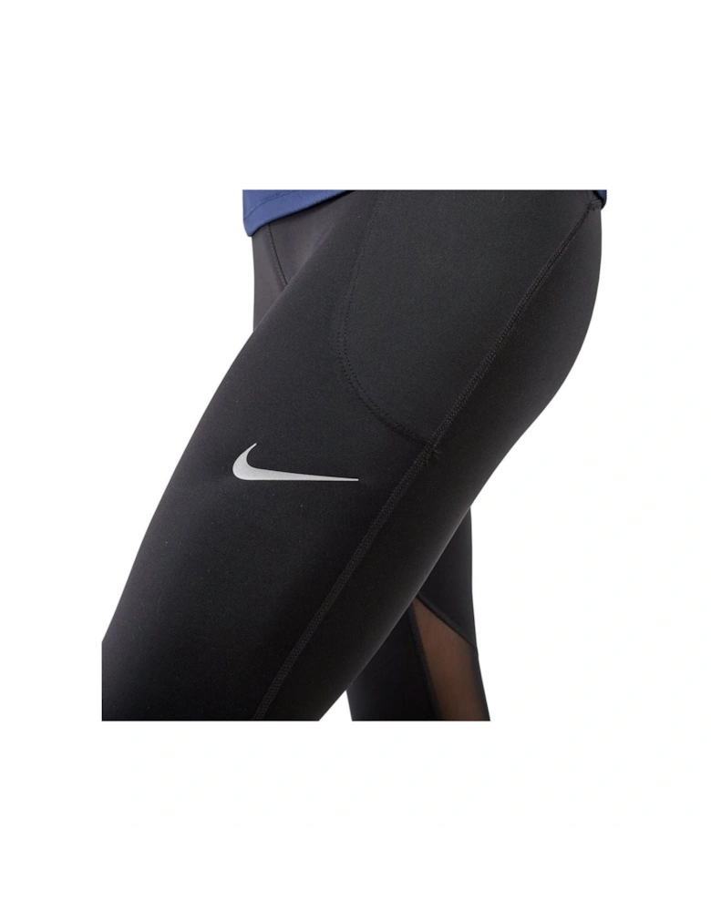 Fast Crop Running 7/8 Mid Length Black Leggings