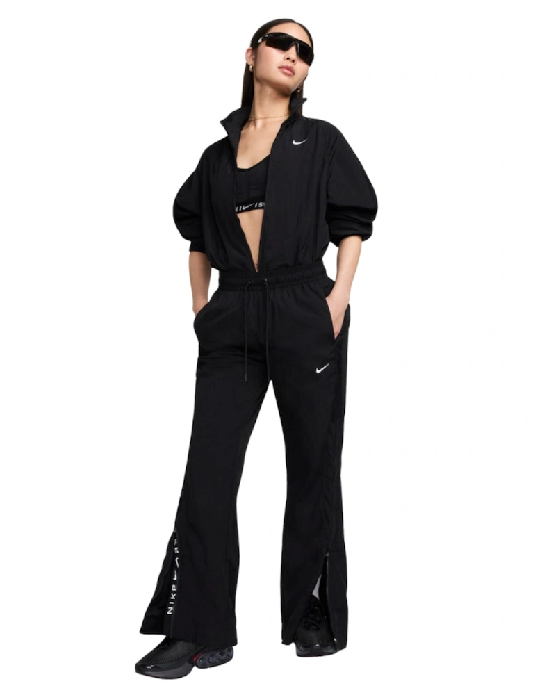 Mid-Rise Repel Zip Black Track Pants