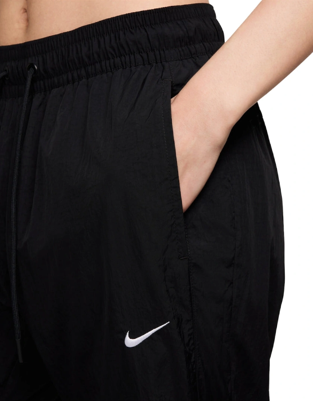 Mid-Rise Repel Zip Black Track Pants