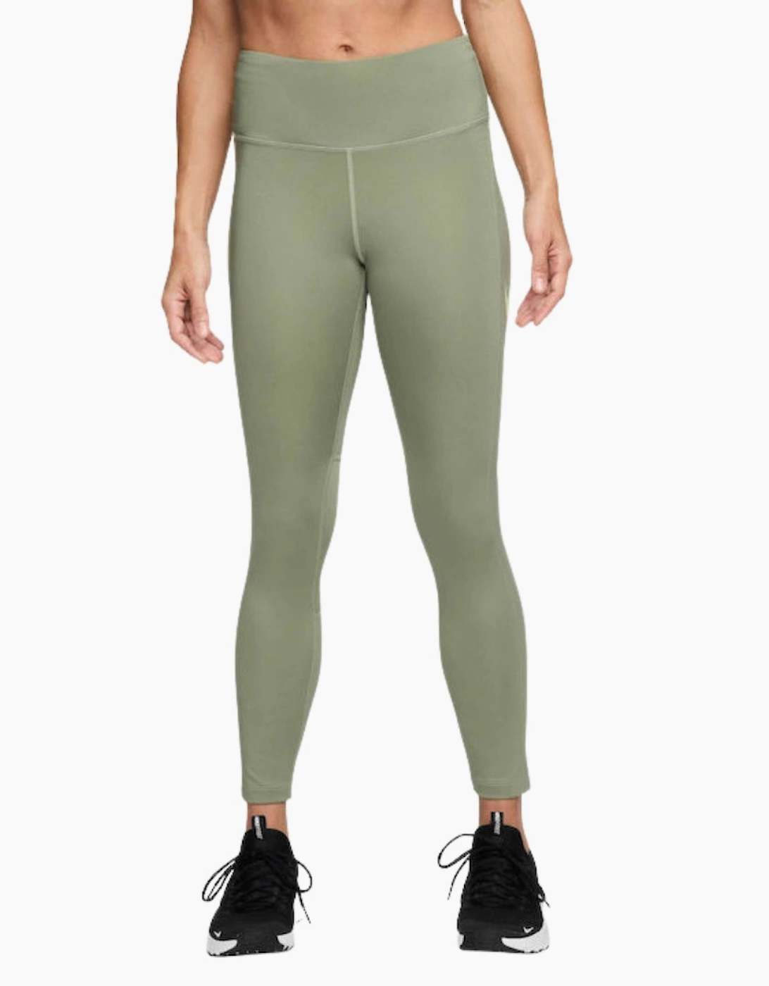 Women's Nike Mid Rise Fast 7/8 Oil Green Leggings - Size: L