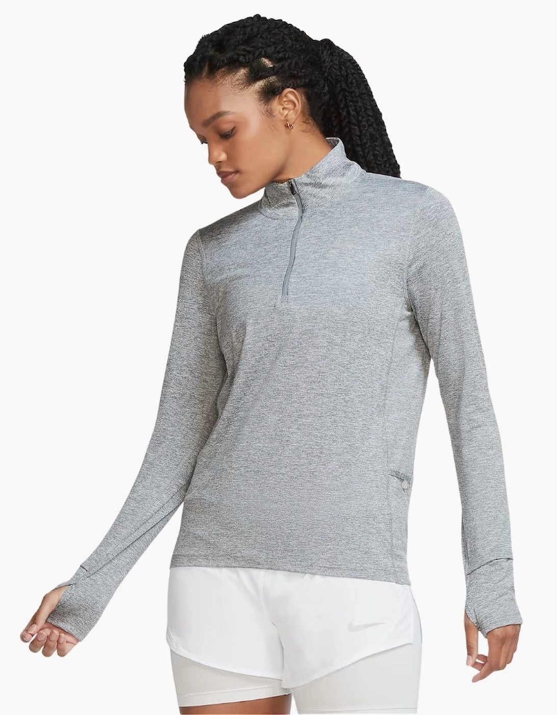 Women's Nike Element 1/2 Zip Up Grey Long Sleeve Top - Size: 14