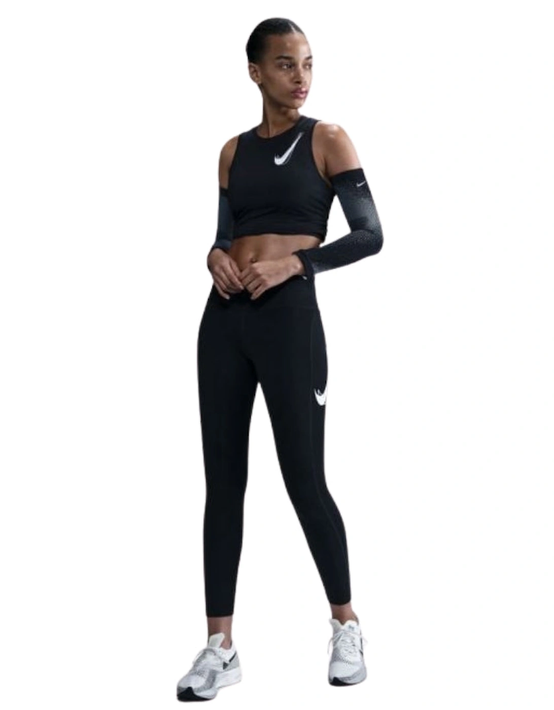 Women's Nike Dri-Fast Mid Rise 7/8 Black Leggings - Size: 10