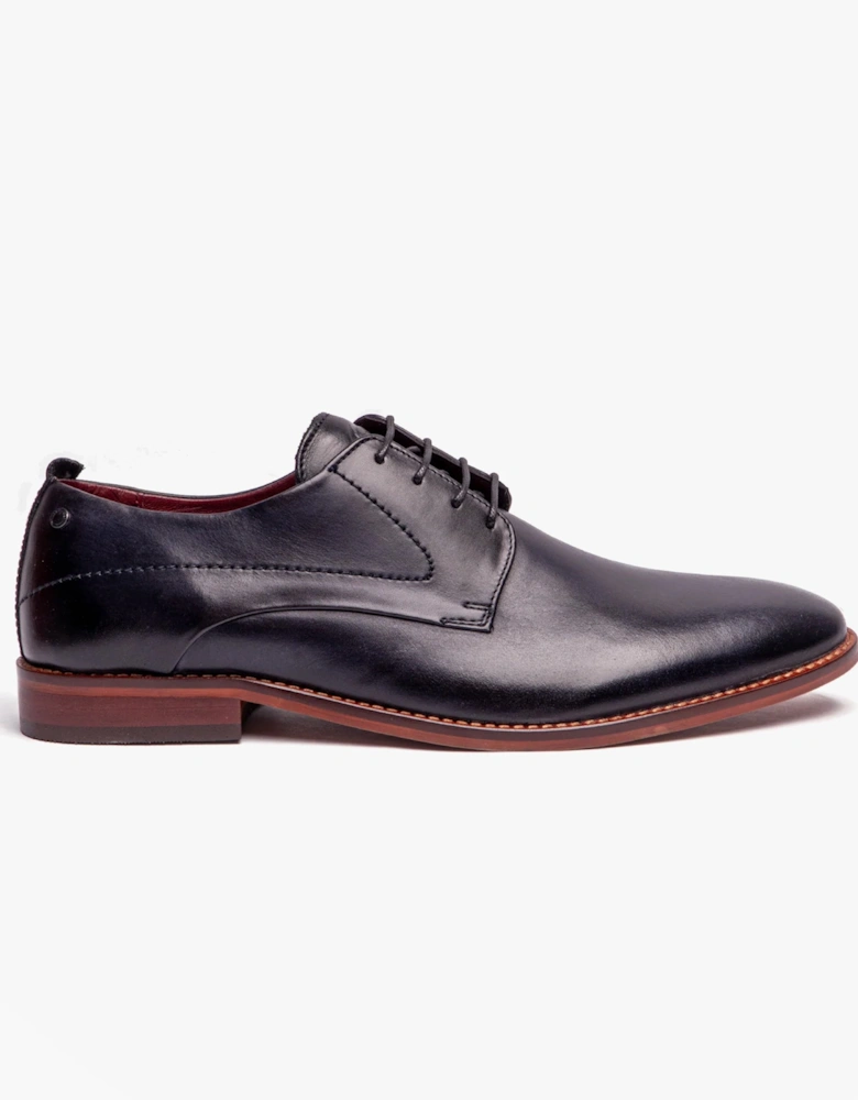 London SCRIPT Mens Leather Derby Shoes Navy