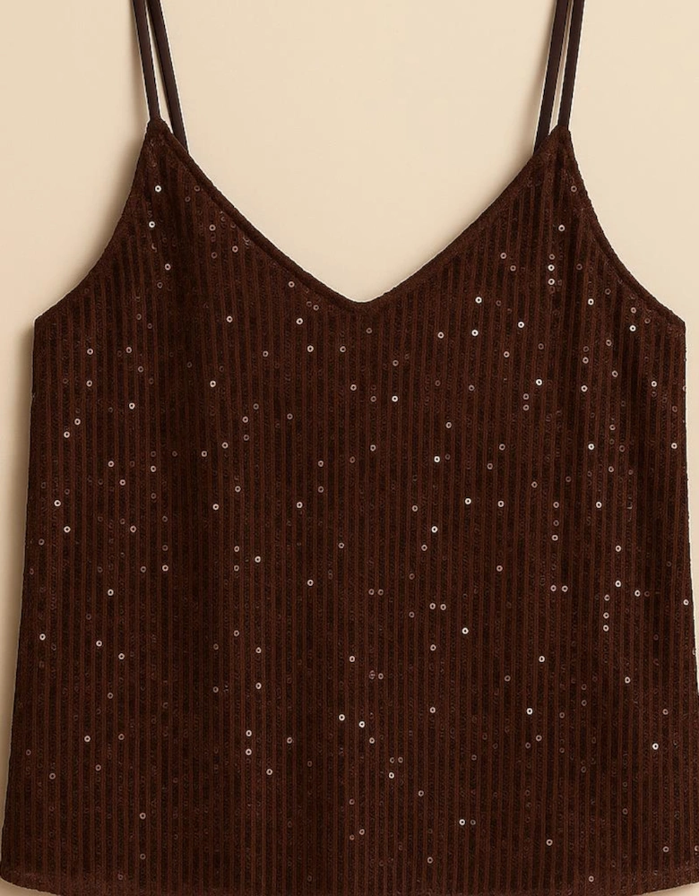 Chocolate brown sequin camisole