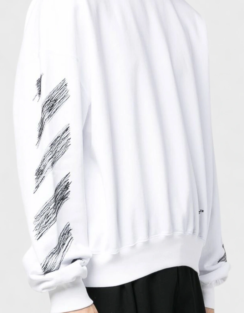 Scribble Diag Print Sweatshirt White