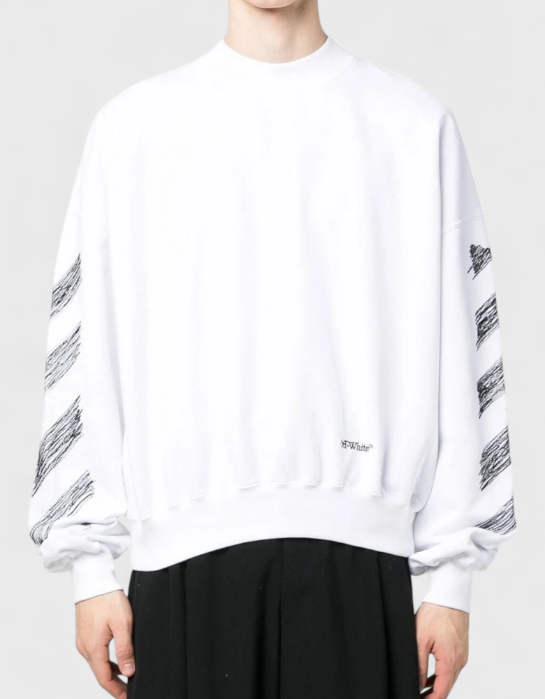 Scribble Diag Print Sweatshirt White