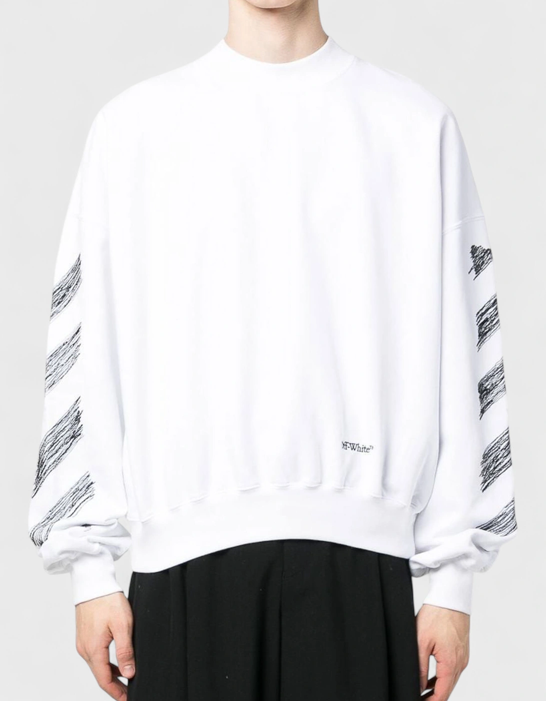 Scribble Diag Print Sweatshirt White