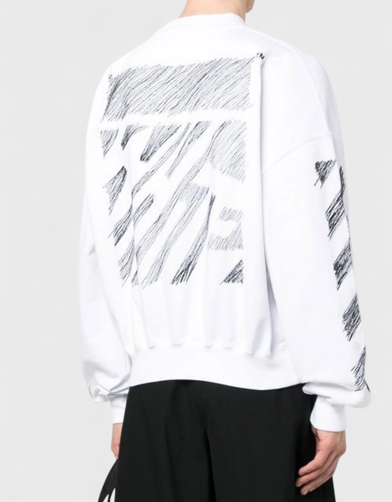 Scribble Diag Print Sweatshirt White