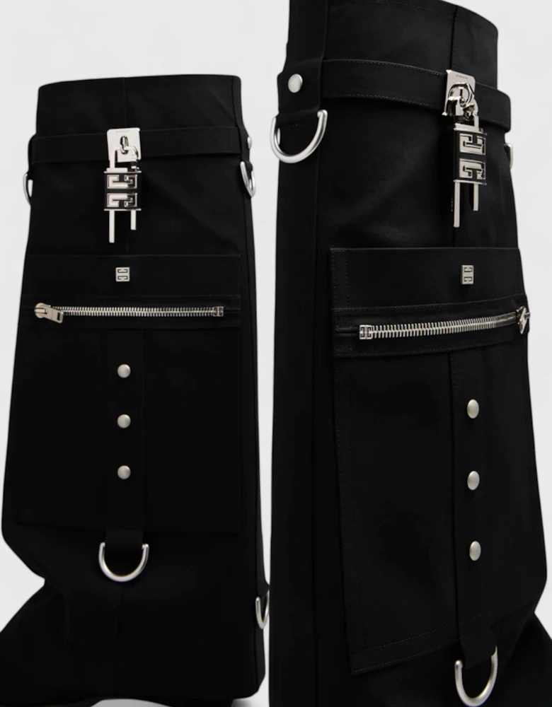 Shark Lock Cowboy High Boots Black