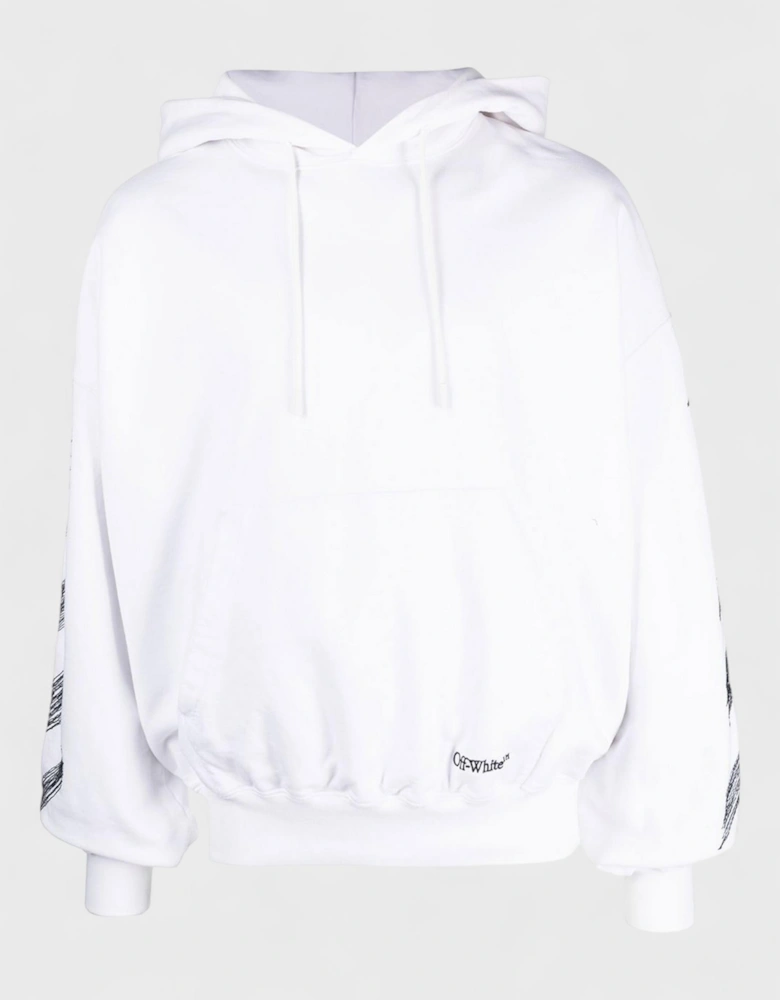 Diag Scribble Print Hoodie White