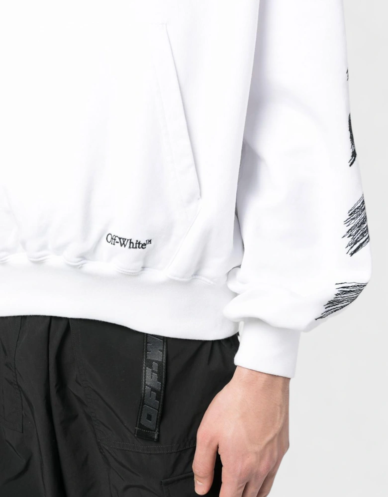 Diag Scribble Print Hoodie White