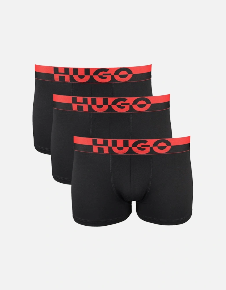 Hugo 3-Pack Split Logo Modal Boxer Trunks, Black