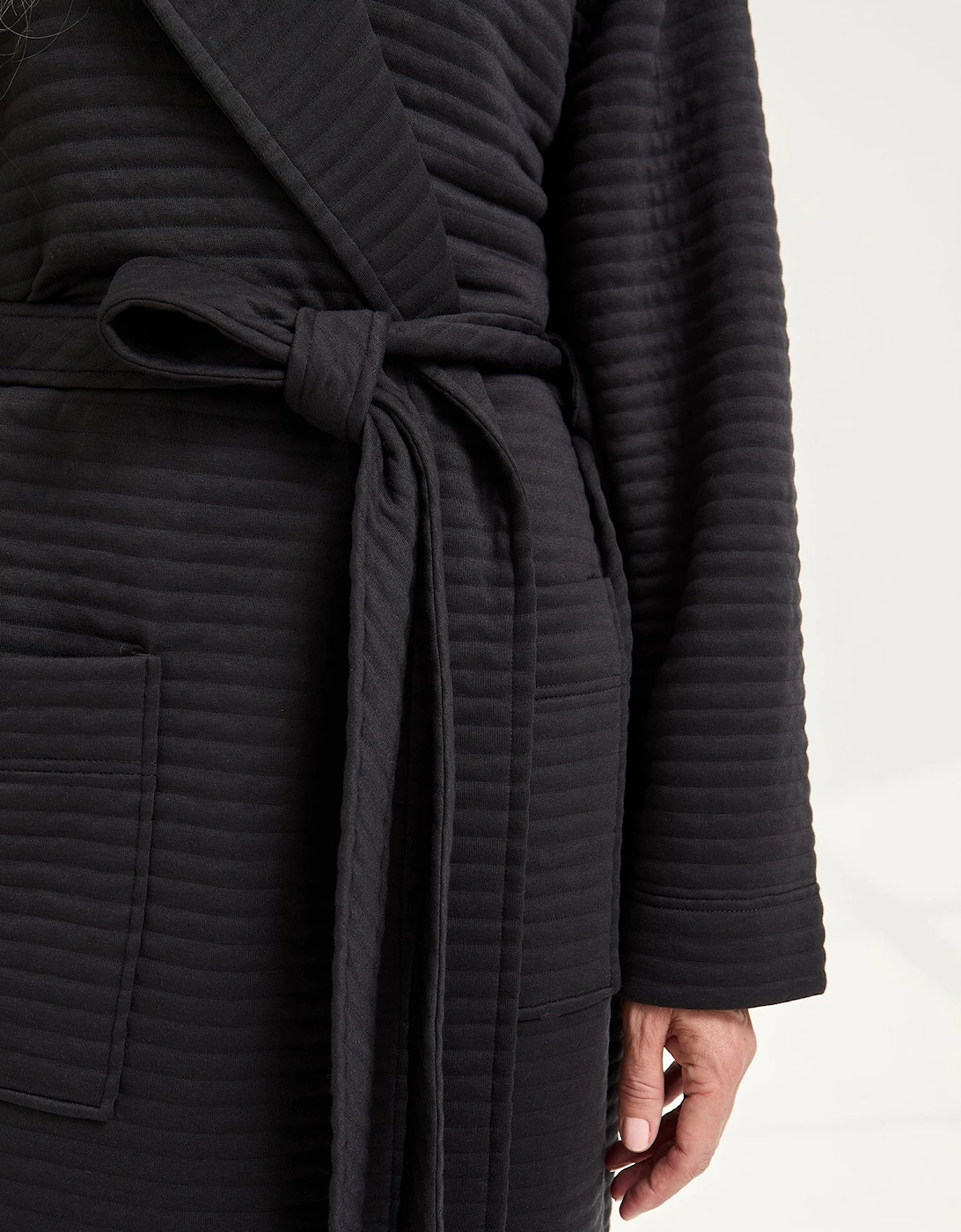 Quilted Jersey Hooded Robe in Charcoal