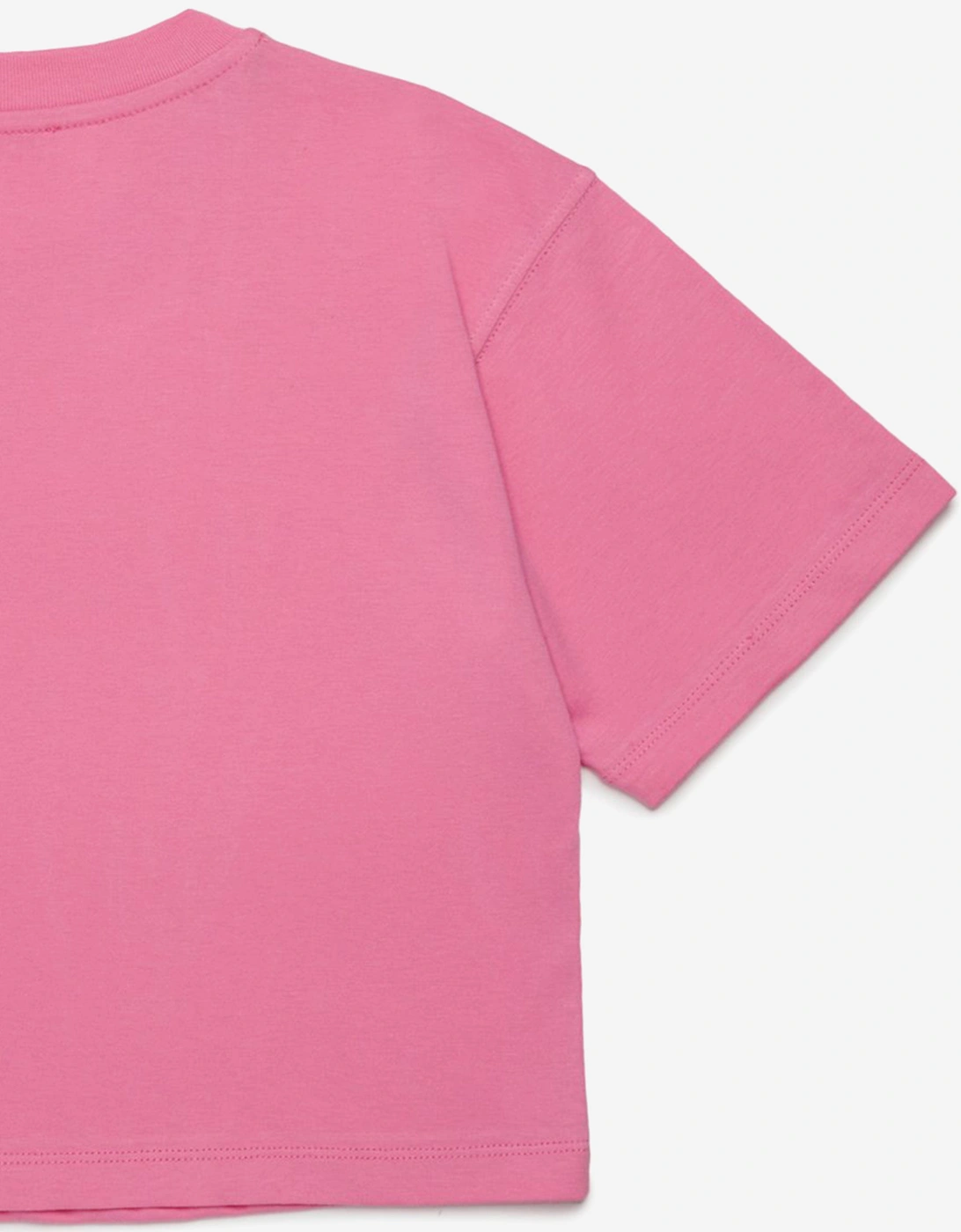 Girls Cropped Logo T-Shirt in Pink
