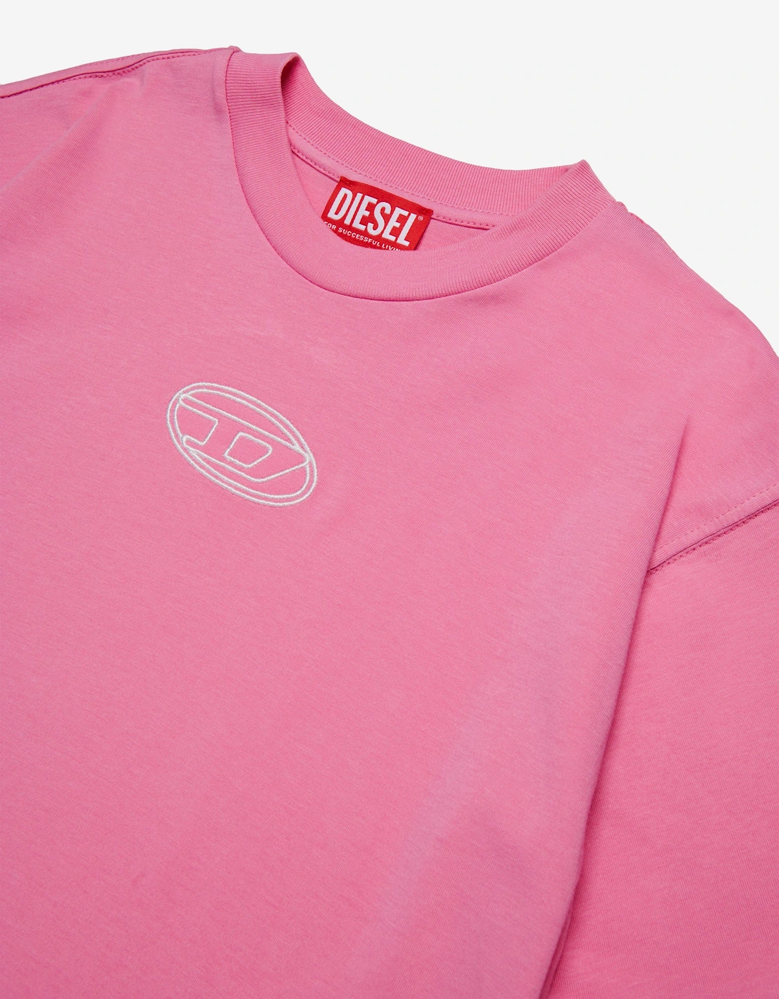 Girls Cropped Logo T-Shirt in Pink