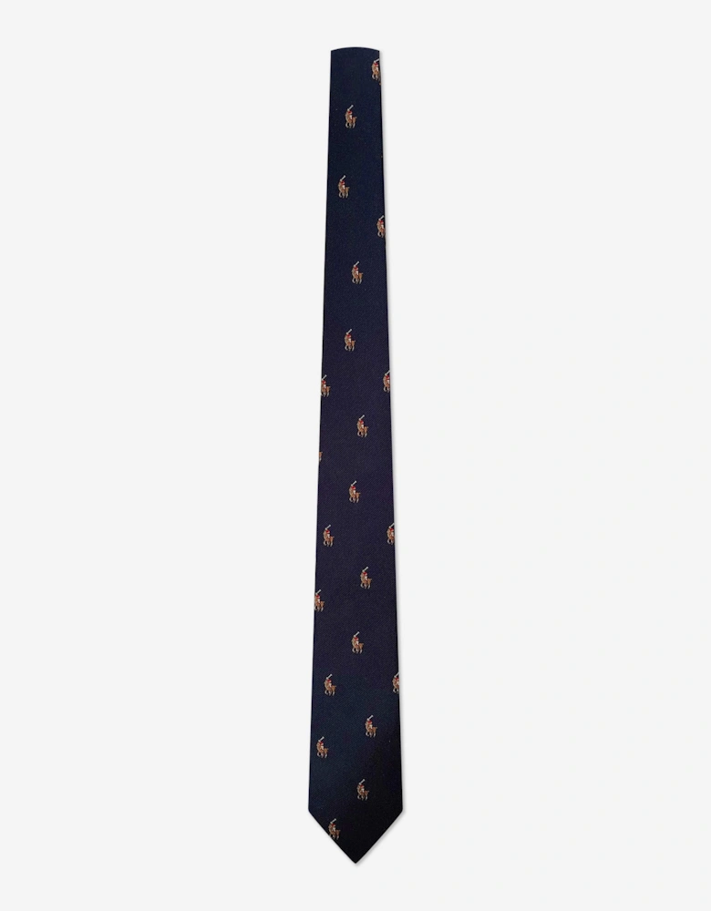 Boys Silk Polo Player Tie in Navy