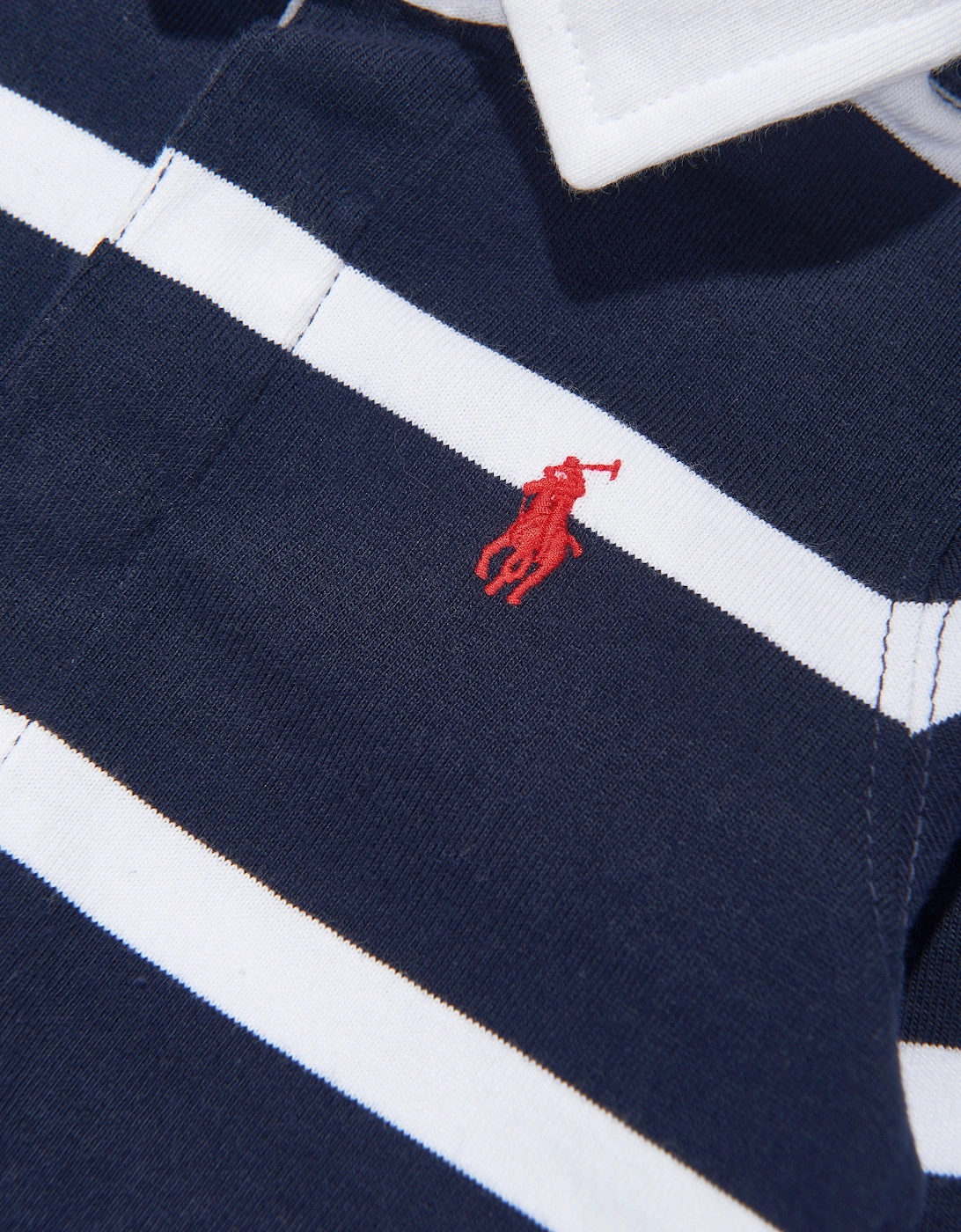 Baby Boys Striped Rugby Romper in Navy