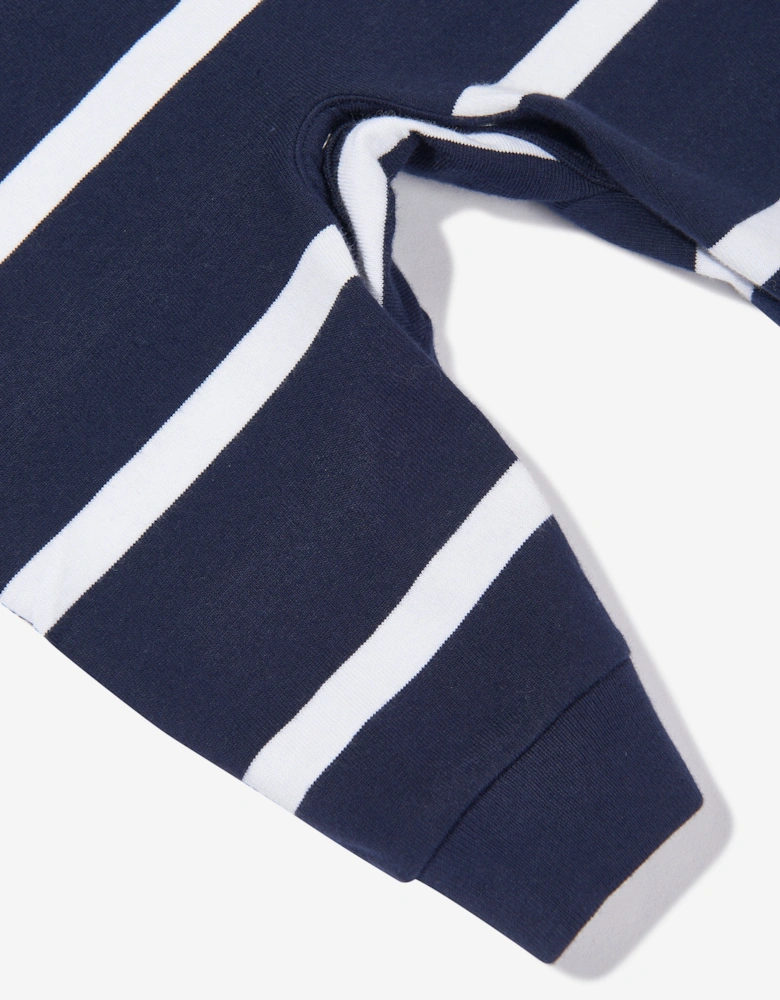 Baby Boys Striped Rugby Romper in Navy