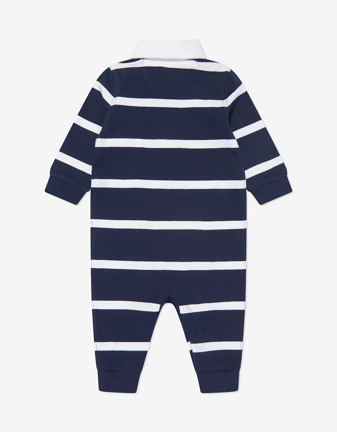 Baby Boys Striped Rugby Romper in Navy