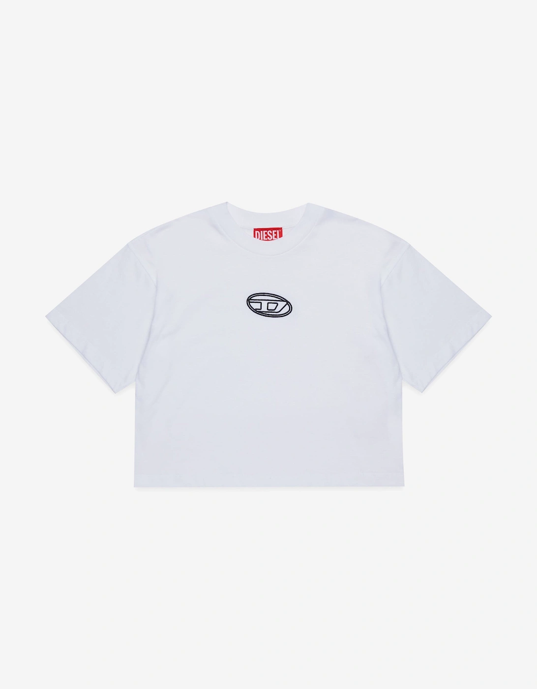 Girls Cropped Logo T-Shirt in White, 5 of 4