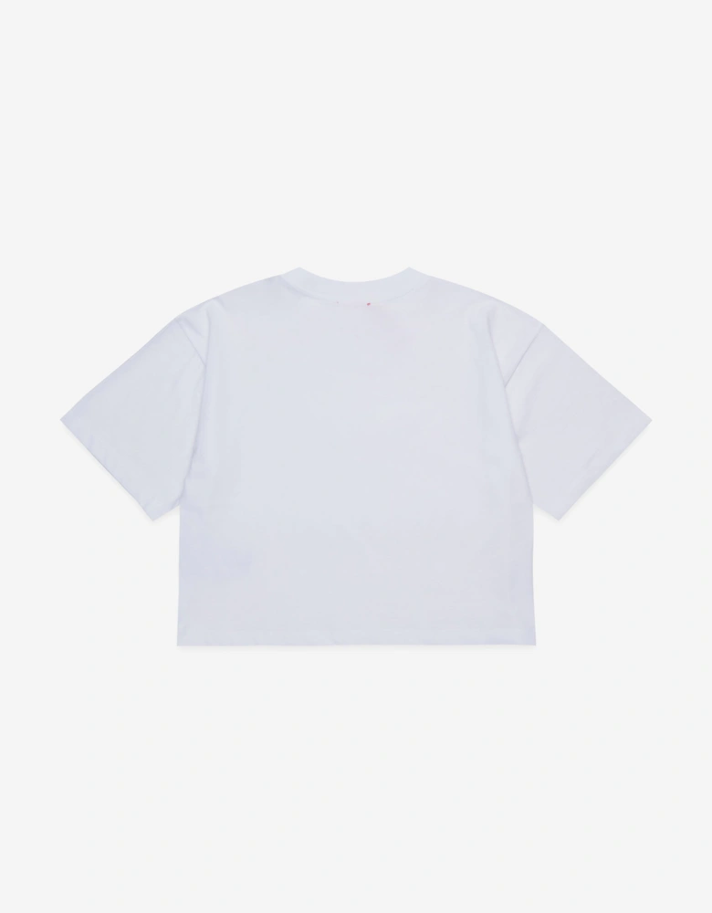 Girls Cropped Logo T-Shirt in White