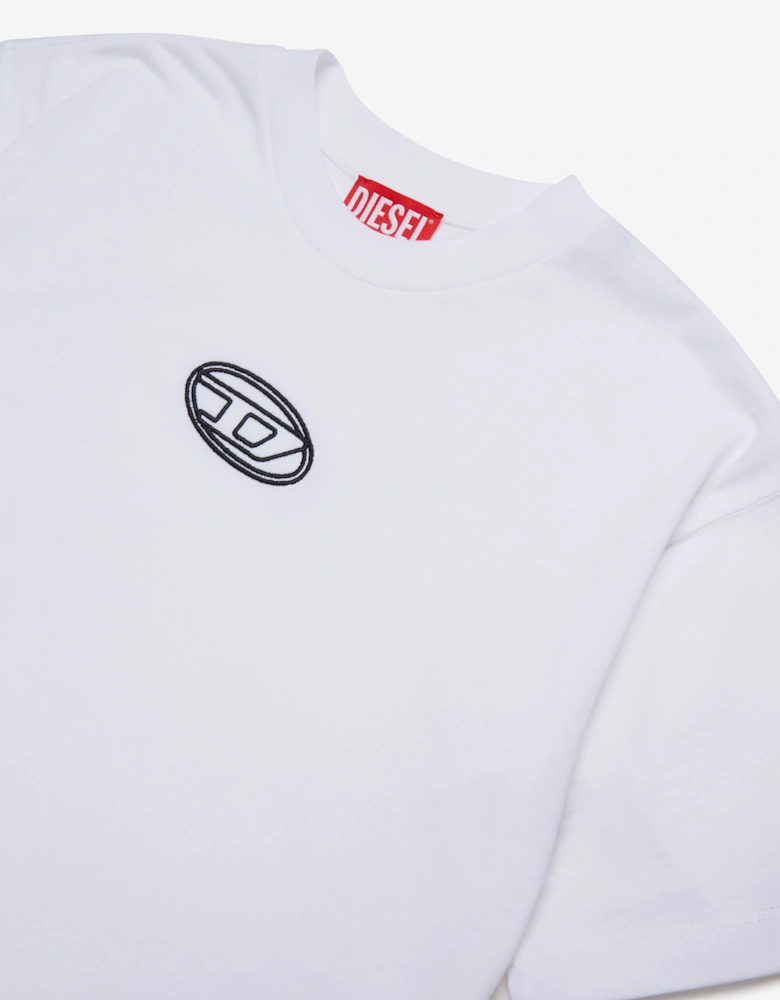 Girls Cropped Logo T-Shirt in White