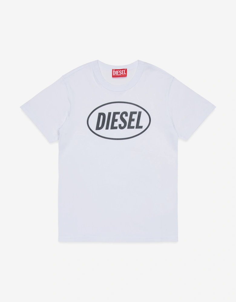 Boys Logo Print T-Shirt in White