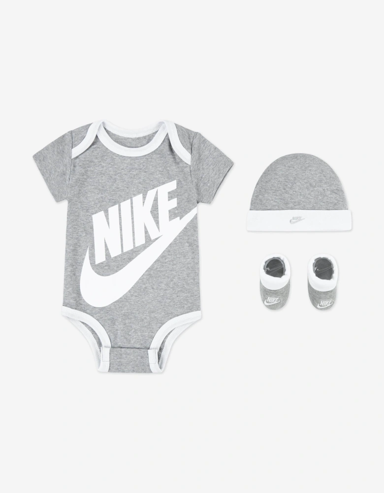 Baby Boys Futura Logo Box Bodysuit Set in Grey