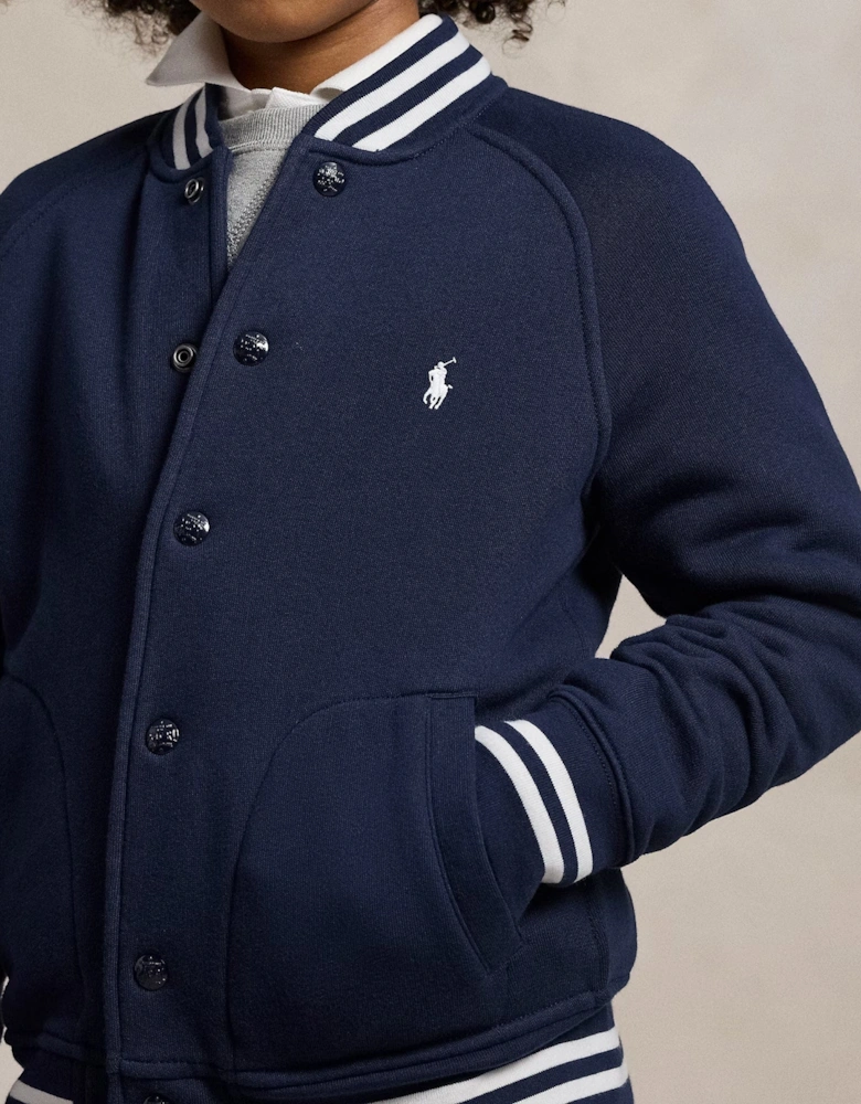 Boys Jersey Bomber Jacket in Navy